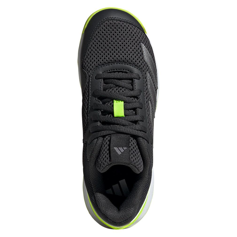 Junior`s Courtflash Tennis Shoes Carbon and Lucid Lemon Footwear Adidas
