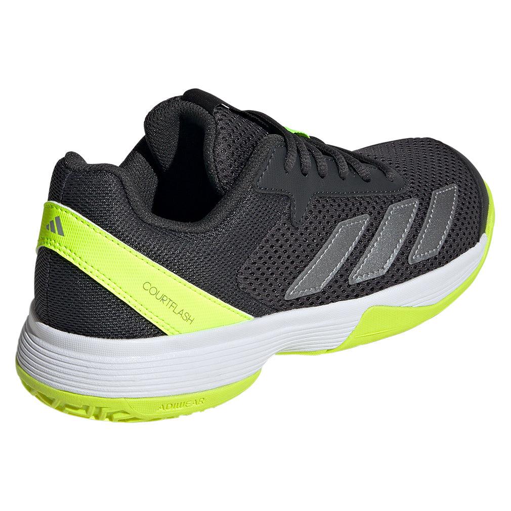 Junior`s Courtflash Tennis Shoes Carbon and Lucid Lemon Footwear Adidas