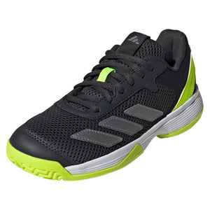 Junior`s Courtflash Tennis Shoes Carbon and Lucid Lemon Footwear Adidas