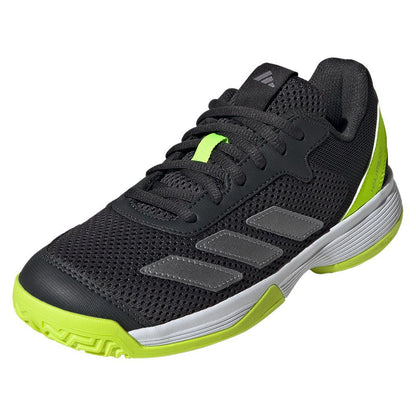 Junior`s Courtflash Tennis Shoes Carbon and Lucid Lemon Footwear Adidas