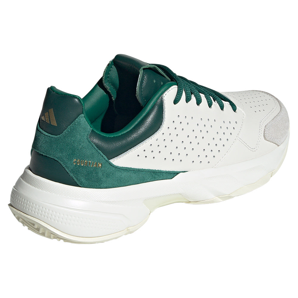 Men`s CourtJam Control 3 Premium Tennis Shoes White and Collegiate Green Footwear Adidas