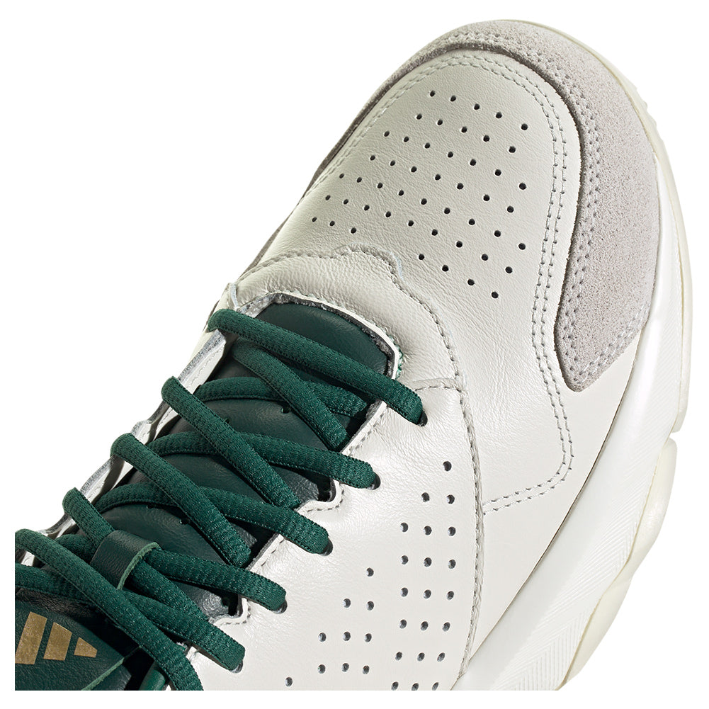 Men`s CourtJam Control 3 Premium Tennis Shoes White and Collegiate Green Footwear Adidas