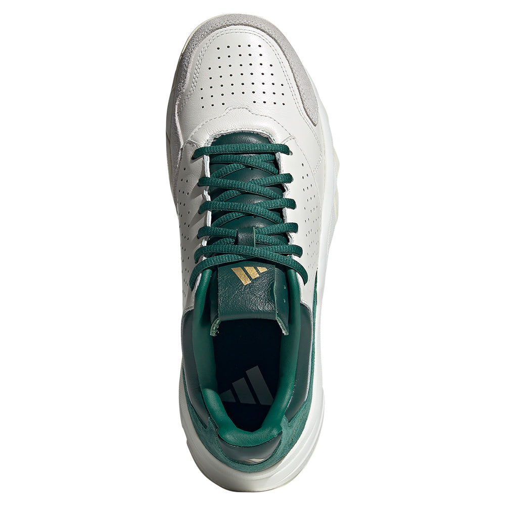 Men`s CourtJam Control 3 Premium Tennis Shoes White and Collegiate Green Footwear Adidas