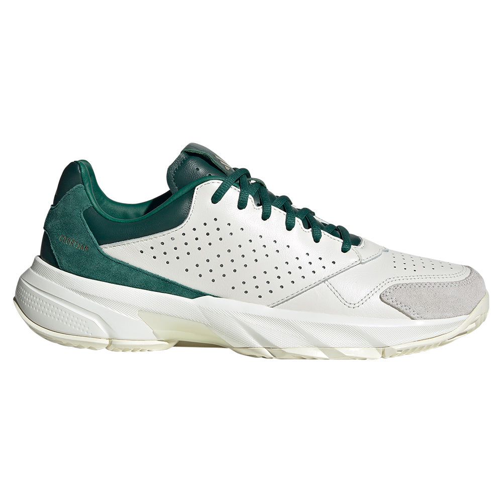 Men`s CourtJam Control 3 Premium Tennis Shoes White and Collegiate Green Footwear Adidas