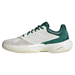 Men`s CourtJam Control 3 Premium Tennis Shoes White and Collegiate Green Footwear Adidas