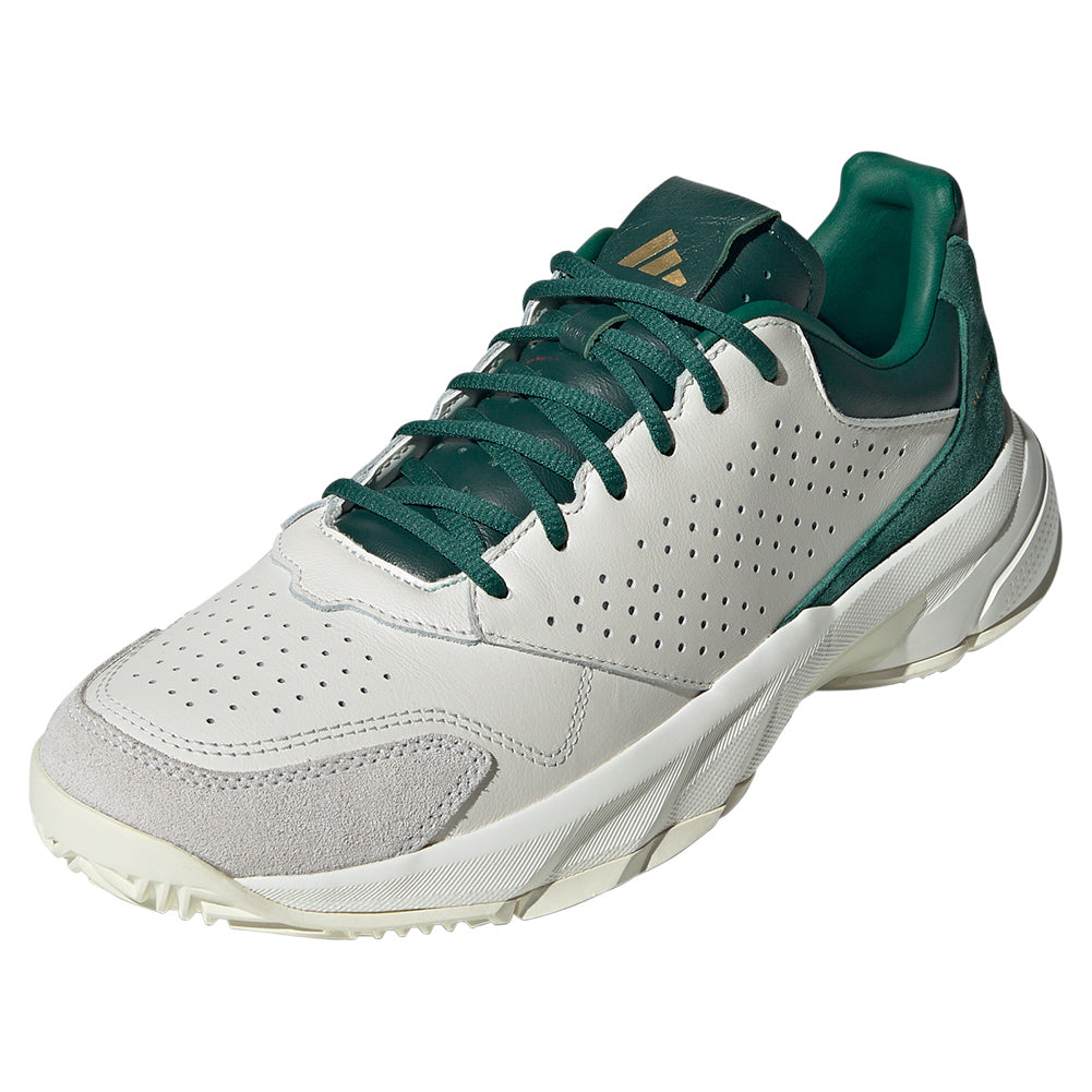Men`s CourtJam Control 3 Premium Tennis Shoes White and Collegiate Green Footwear Adidas