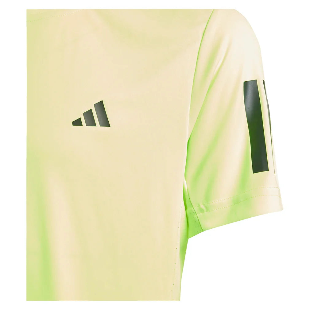 Boys' Club 3 Stripe Tennis Tee Lucid Lemon Apparel Adidas