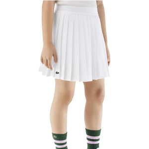 Girls' Pleated Poly Tennis Skort with Shorts Blanc Apparel Lacoste