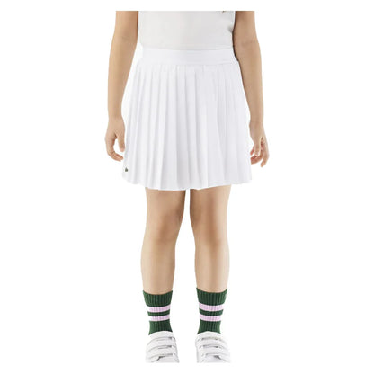 Girls' Pleated Poly Tennis Skort with Shorts Blanc Apparel Lacoste