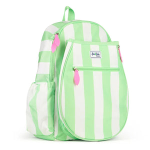 Juniors` Love Tennis Backpack Mint and White Cabana Stripe Bags Ame And Lulu