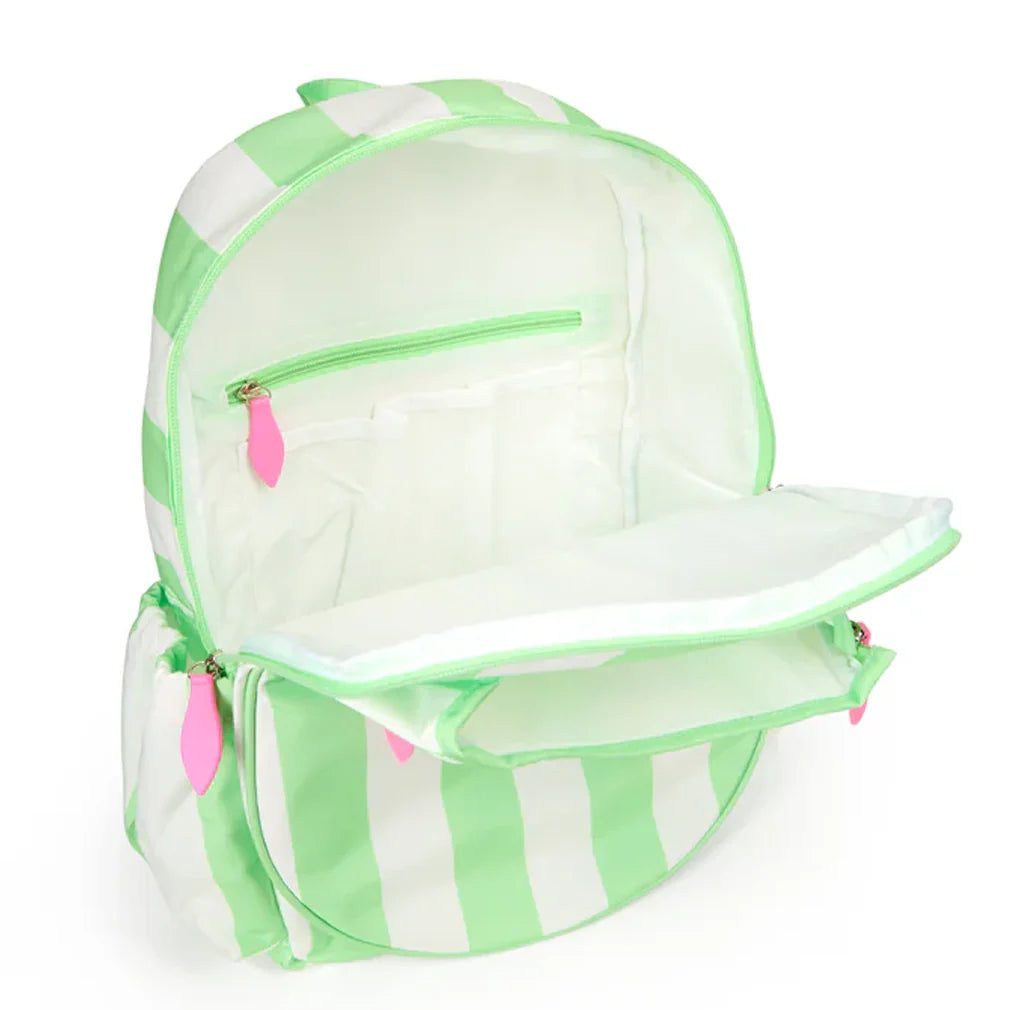 Juniors` Love Tennis Backpack Mint and White Cabana Stripe Bags Ame And Lulu