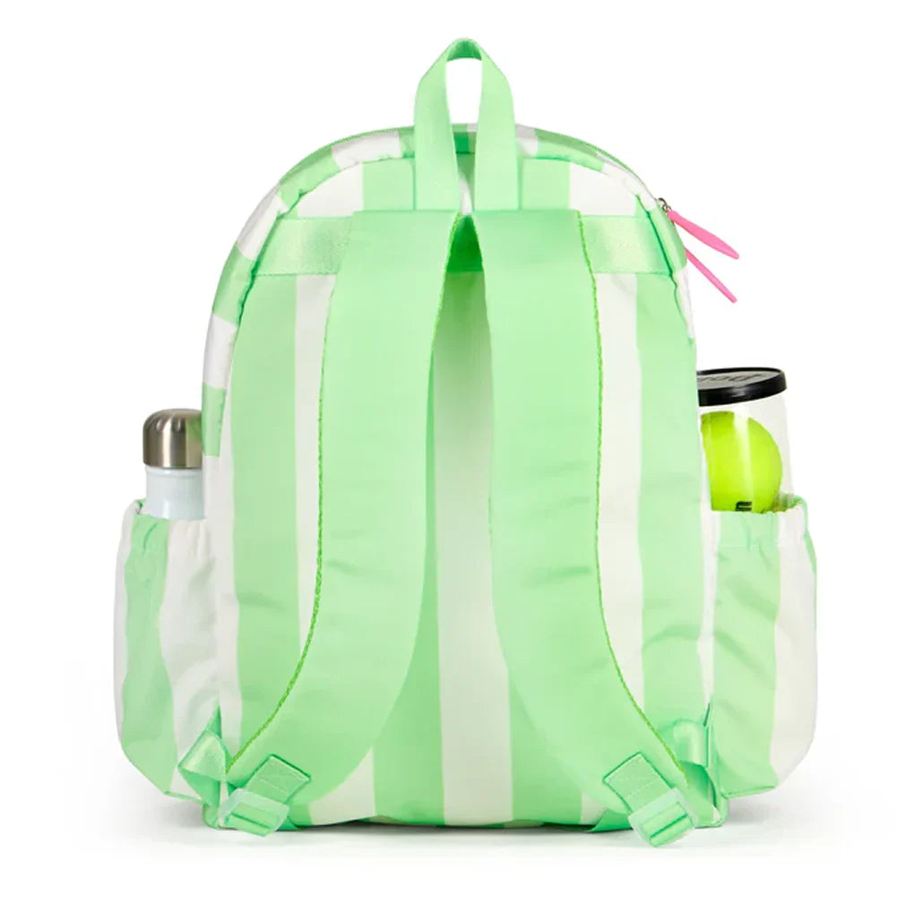 Juniors` Love Tennis Backpack Mint and White Cabana Stripe Bags Ame And Lulu