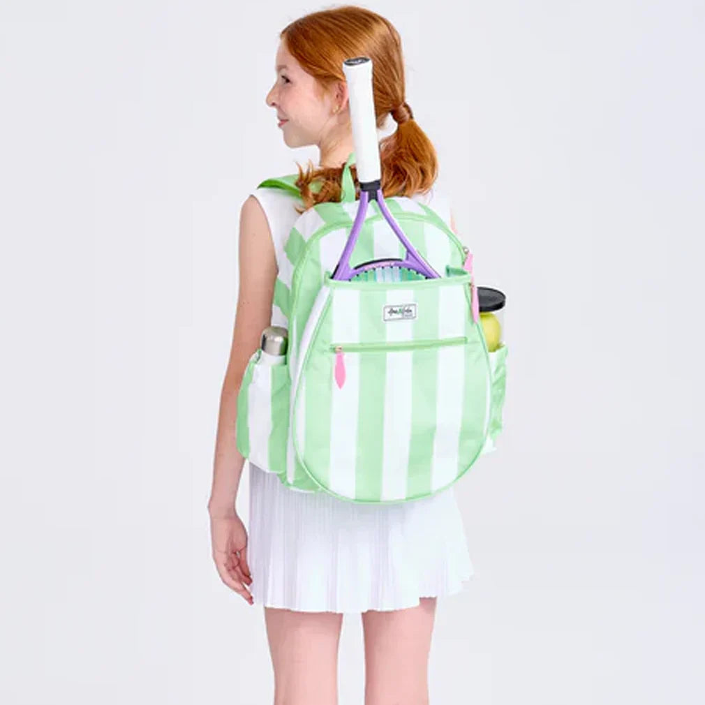 Juniors` Love Tennis Backpack Mint and White Cabana Stripe Bags Ame And Lulu