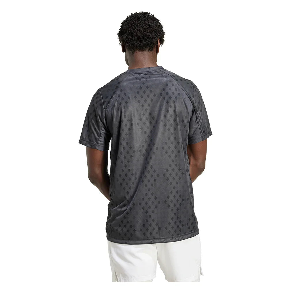 Men`s Club Graphic Tennis Top Carbon and Black Apparel Adidas