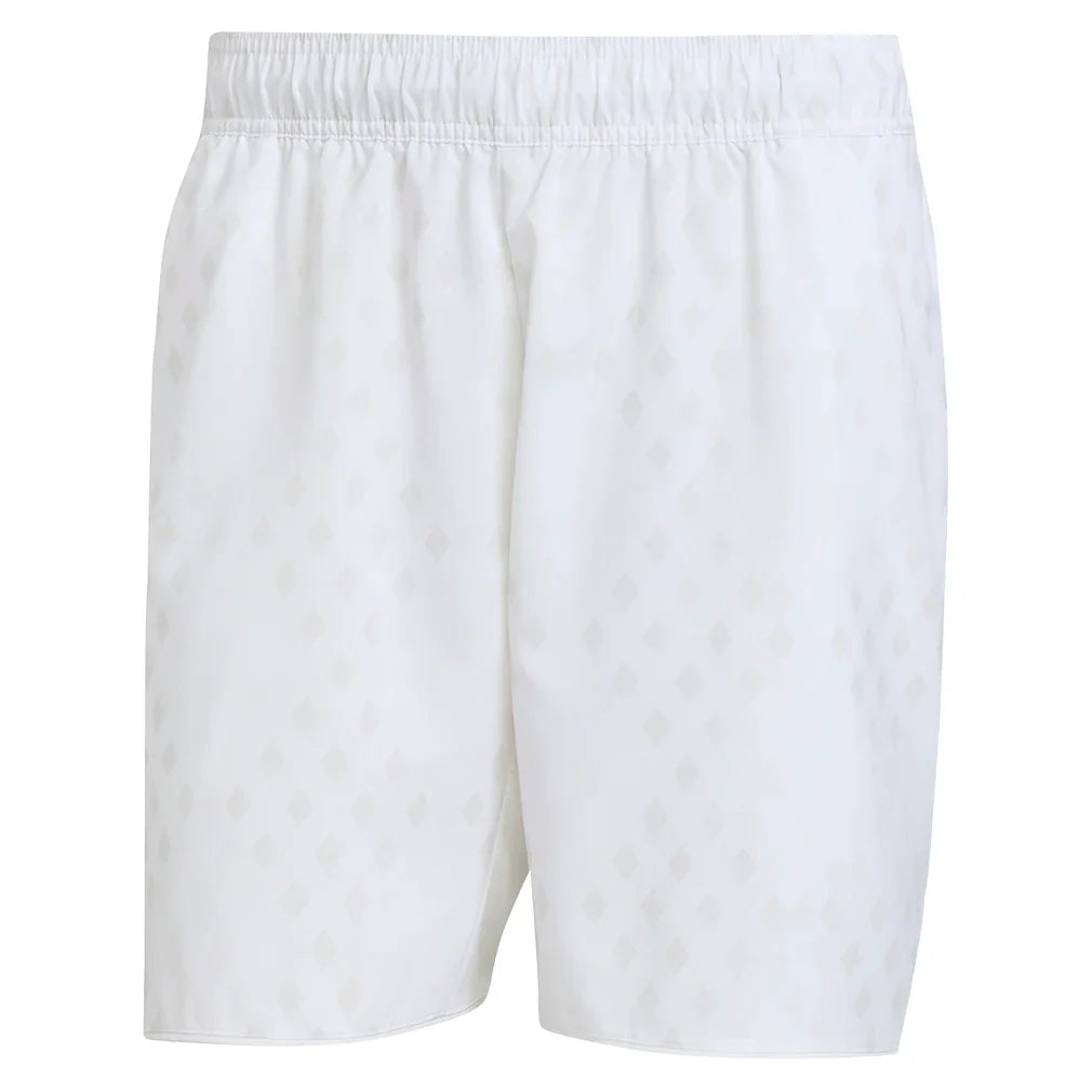 Men`s Club Graphic 7 Inch Tennis Short White and Dash Grey Apparel Adidas