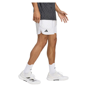 Men`s Club Graphic 7 Inch Tennis Short White and Dash Grey Apparel Adidas