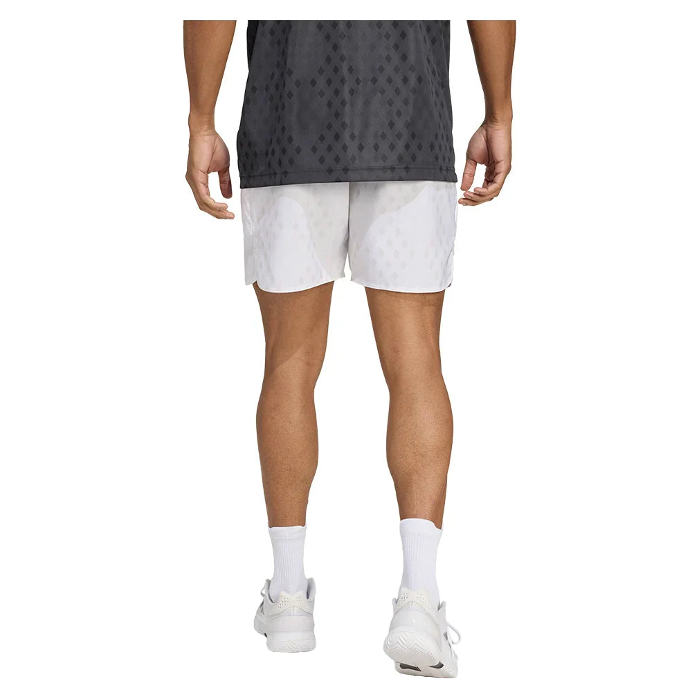 Men`s Club Graphic 7 Inch Tennis Short White and Dash Grey Apparel Adidas