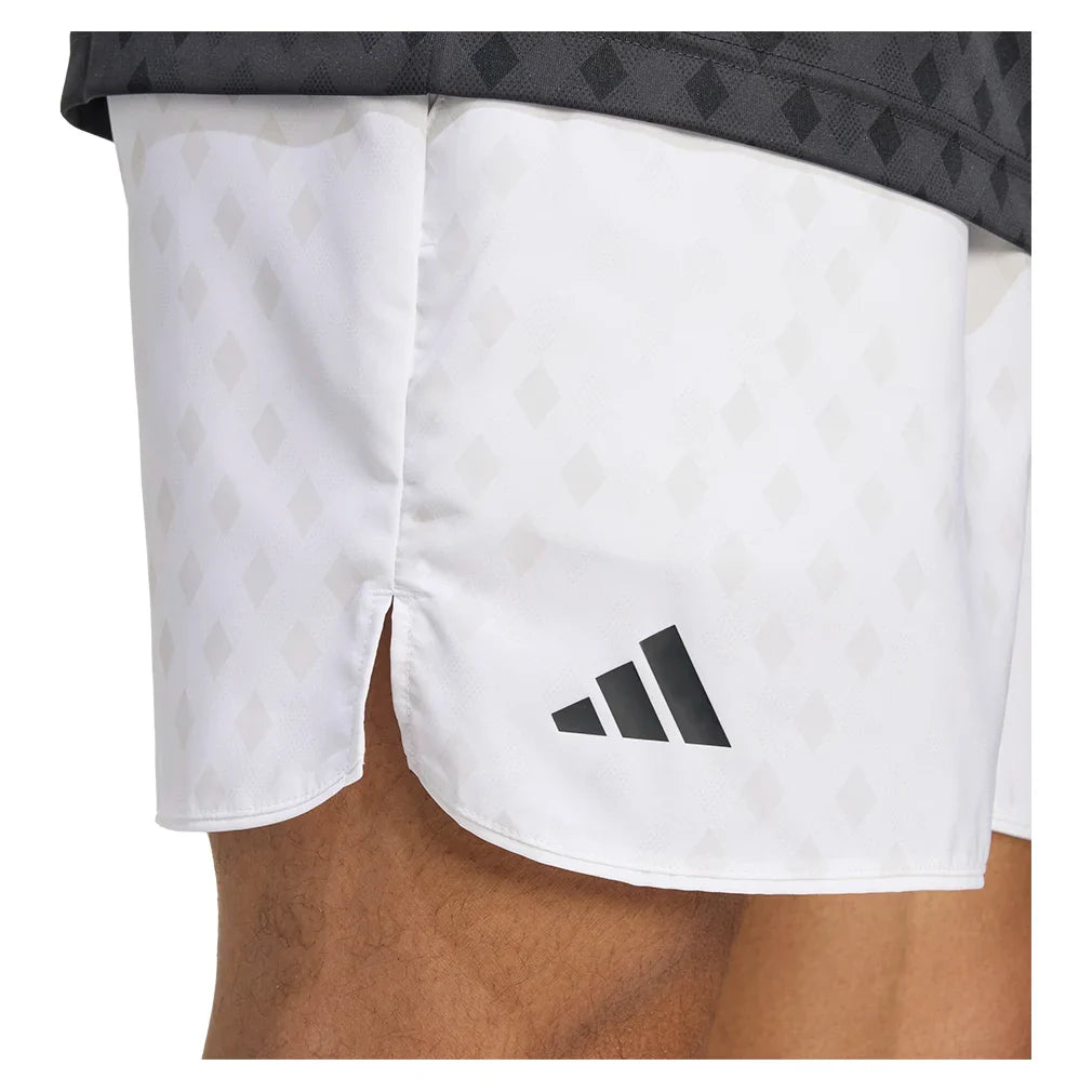 Men`s Club Graphic 7 Inch Tennis Short White and Dash Grey Apparel Adidas