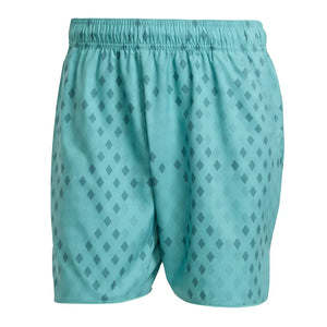 Men`s Club Graphic 7 Inch Tennis Short Powder and Preloved Teal Apparel Adidas