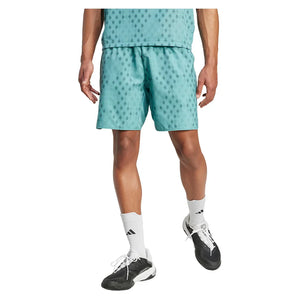 Men`s Club Graphic 7 Inch Tennis Short Powder and Preloved Teal Apparel Adidas