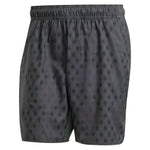 Men`s Club Graphic 9 Inch Tennis Short Carbon and Black Apparel Adidas