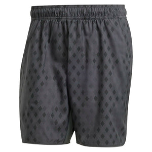 Men`s Club Graphic 9 Inch Tennis Short Carbon and Black Apparel Adidas