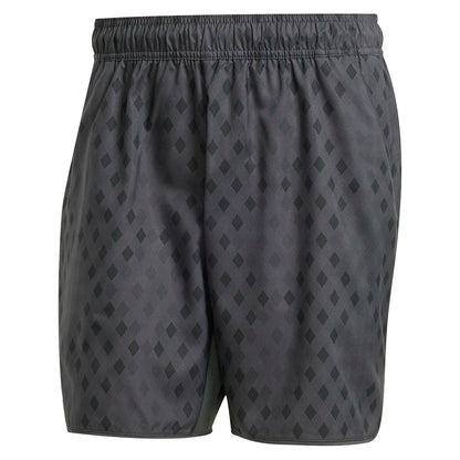Men`s Club Graphic 9 Inch Tennis Short Carbon and Black Apparel Adidas