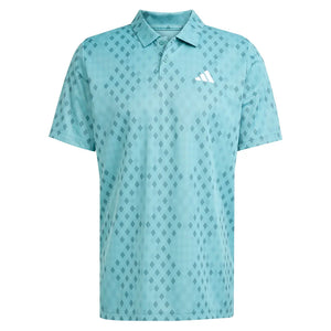 Men`s Club Graphic Tennis Polo Powder and Preloved Teal Apparel Adidas