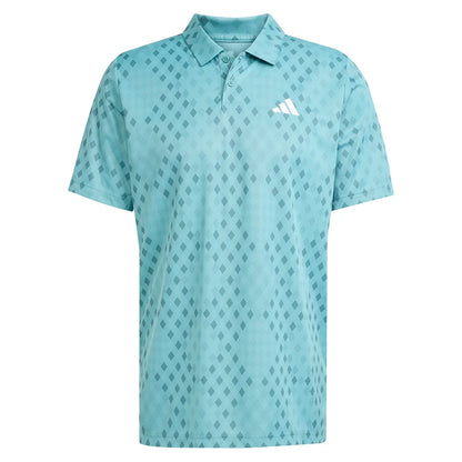 Men`s Club Graphic Tennis Polo Powder and Preloved Teal Apparel Adidas