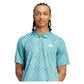 Men`s Club Graphic Tennis Polo Powder and Preloved Teal Apparel Adidas