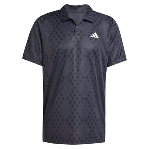 Men`s Club Graphic Tennis Polo Carbon and Black Apparel Adidas