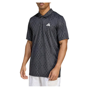 Men`s Club Graphic Tennis Polo Carbon and Black Apparel Adidas
