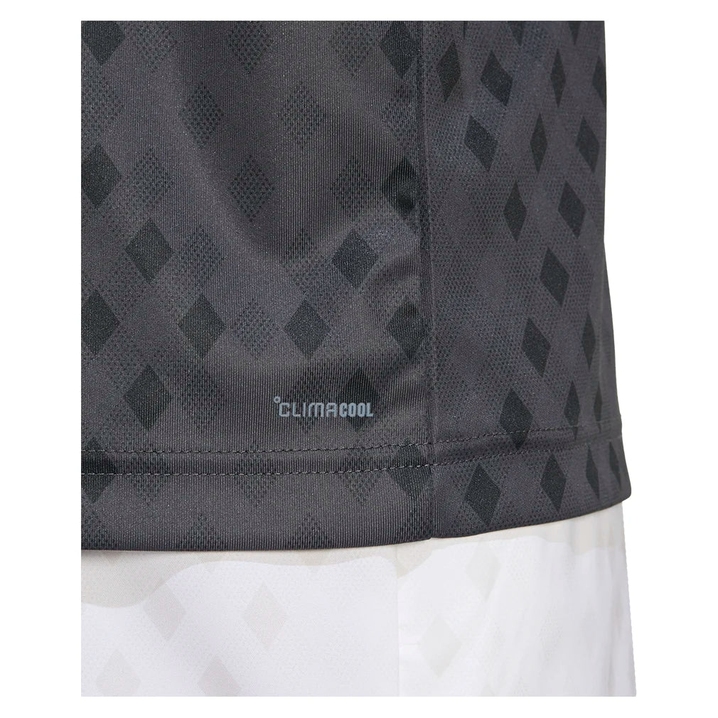 Men`s Club Graphic Tennis Polo Carbon and Black Apparel Adidas