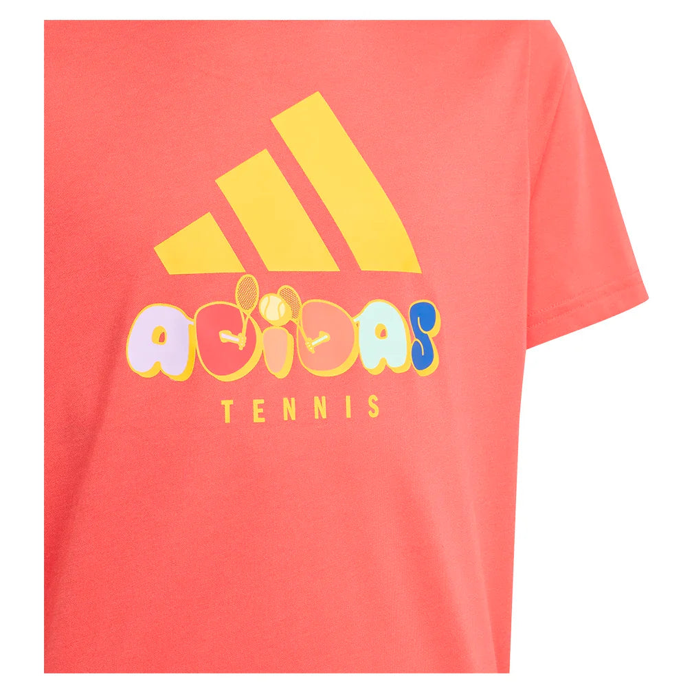 Juniors` Graphic Tennis Tee Semi Lucid Red Apparel Adidas