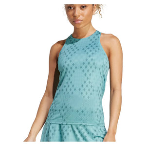 Women`s Club Graphic Tennis Tank Powder Teal and Preloved Teal Apparel Adidas