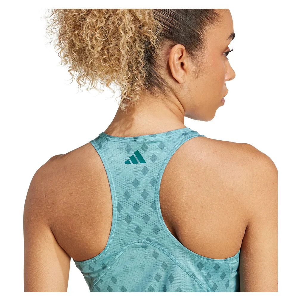 Women`s Club Graphic Tennis Tank Powder Teal and Preloved Teal Apparel Adidas