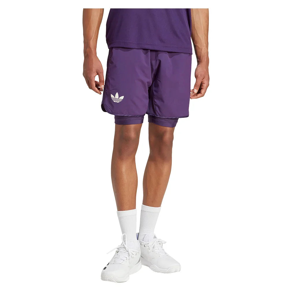 Men`s 7 Inch Tennis Shorts and Tight Set Aurora Plum Apparel Adidas