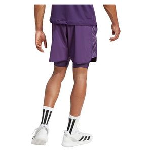 Men`s 7 Inch Tennis Shorts and Tight Set Aurora Plum Apparel Adidas