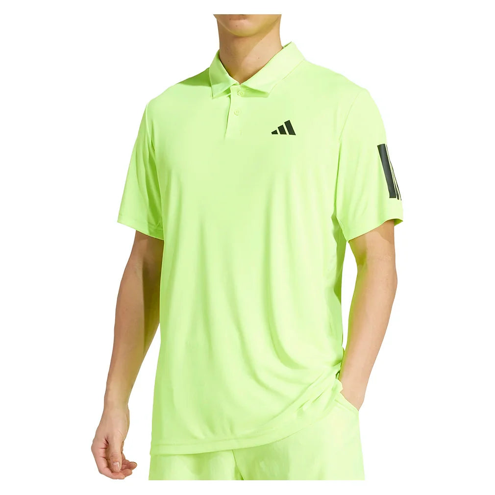 Men`s Club 3 Stripe Tennis Polo Lucid Lemon Apparel Adidas