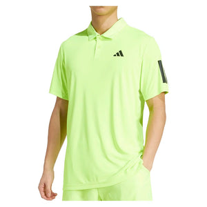 Men`s Club 3 Stripe Tennis Polo Lucid Lemon Apparel Adidas