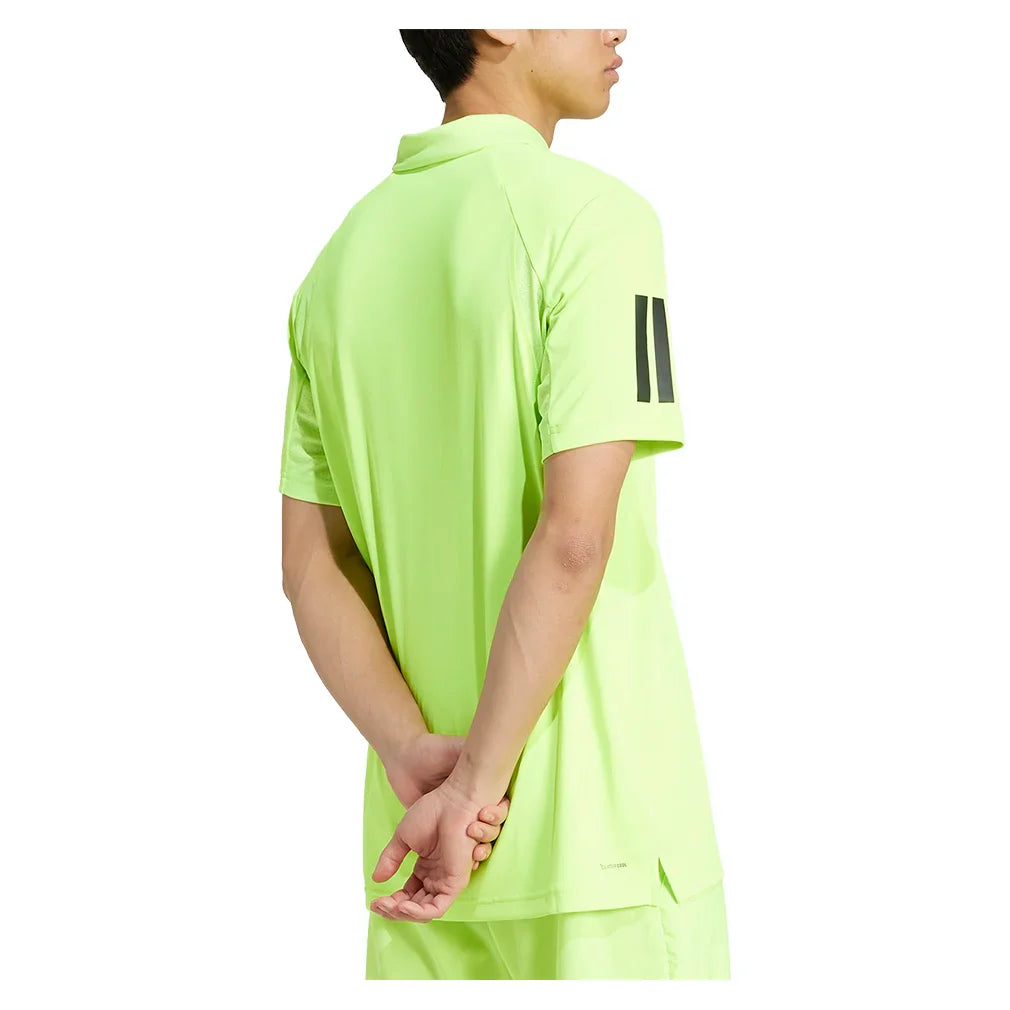 Men`s Club 3 Stripe Tennis Polo Lucid Lemon Apparel Adidas