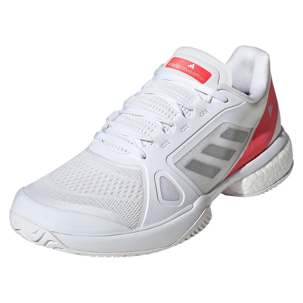 Women`s Stella Court Tennis Shoes White and Lucid Red Footwear Adidas