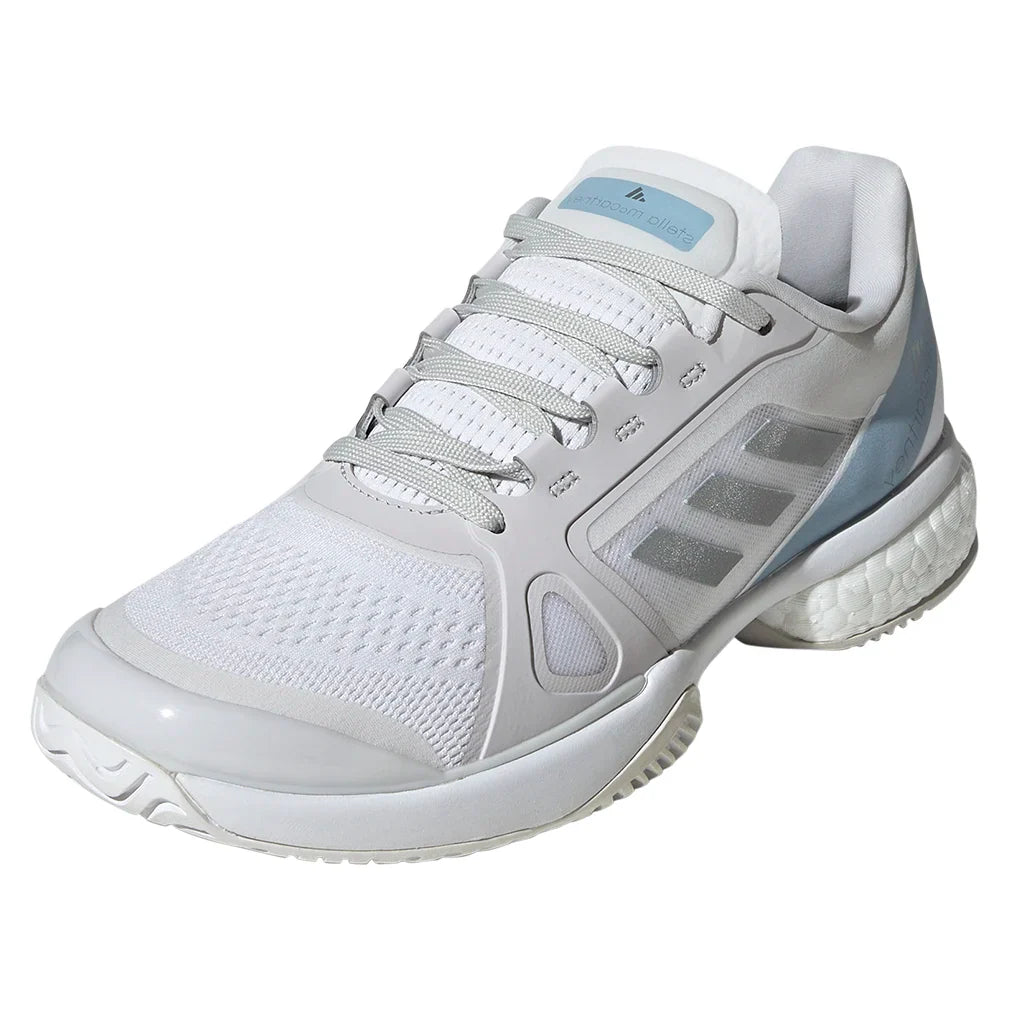 Women`s Stella Court Tennis Shoes White and Wonder Blue Footwear Adidas