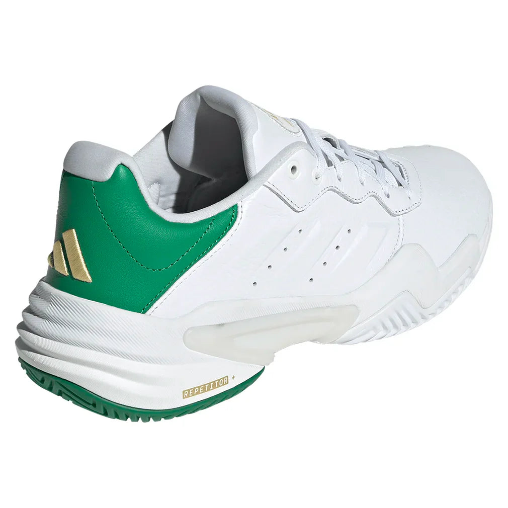 Men`s Barricade 13 Leather Tennis Shoes Gold Metallic and Footwear White Footwear Adidas