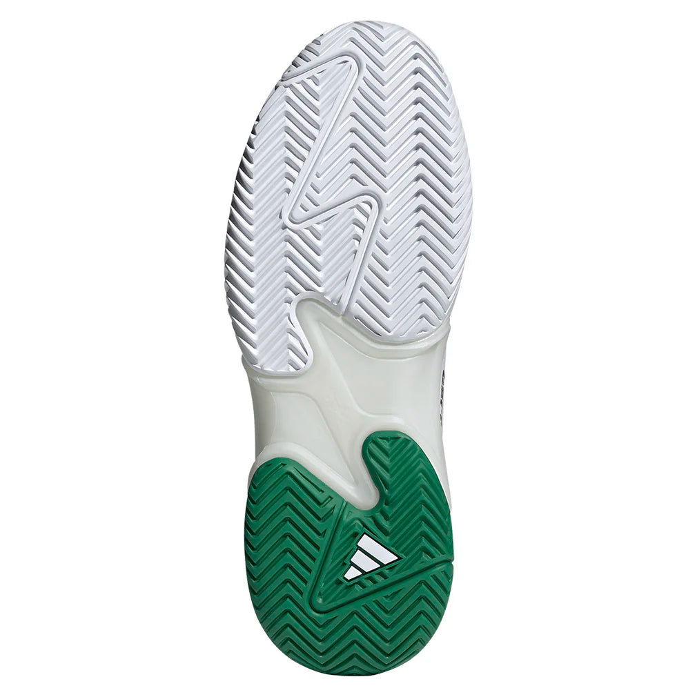 Men`s Barricade 13 Leather Tennis Shoes Gold Metallic and Footwear White Footwear Adidas