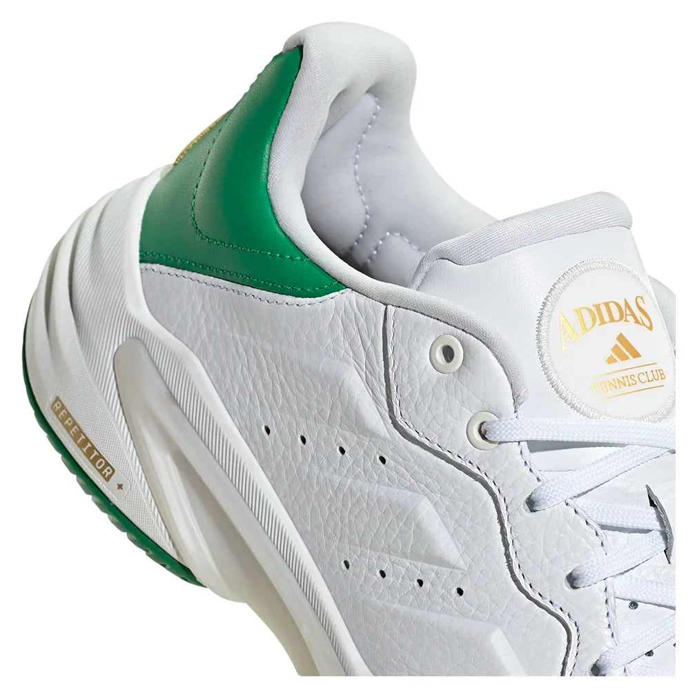 Men`s Barricade 13 Leather Tennis Shoes Gold Metallic and Footwear White Footwear Adidas