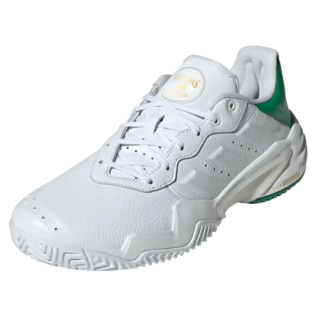 Men`s Barricade 13 Leather Tennis Shoes Gold Metallic and Footwear White Footwear Adidas