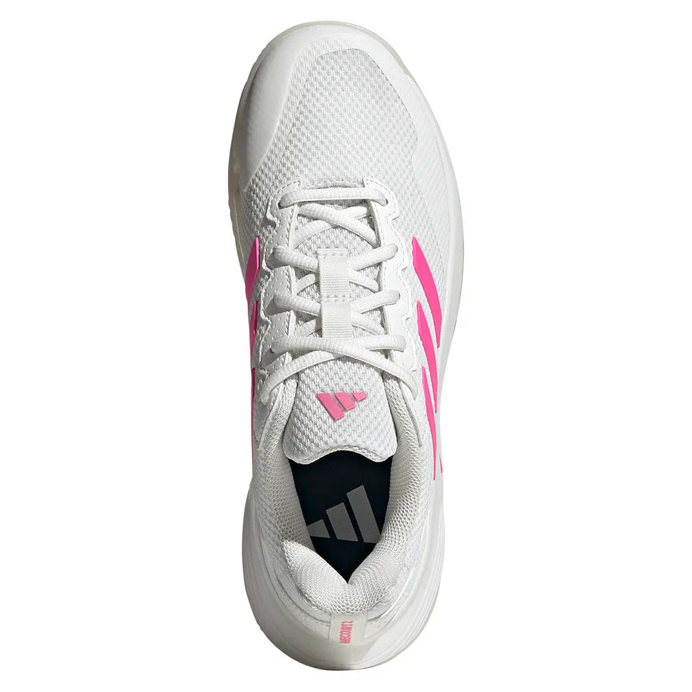 Women`s GameCourt 2 Tennis Shoes Core White and Lucid Pink Footwear Adidas