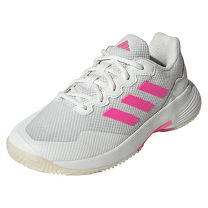 Women`s GameCourt 2 Tennis Shoes Core White and Lucid Pink Footwear Adidas