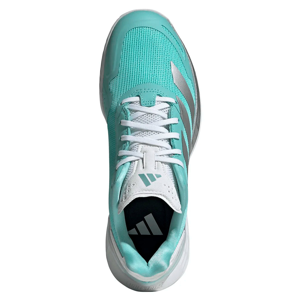 Women`s Defiant Speed 2 Tennis Shoes Flash Aqua and Silver Metallic Footwear Adidas